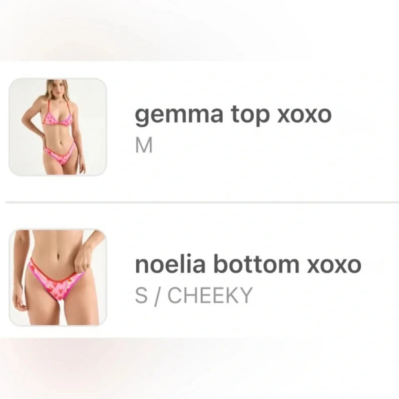 NWT OneOne Swimwear XOXO Valentines Day Gemma Noelia Red Pink Hearts NEW Bikini - Picture 3 of 7